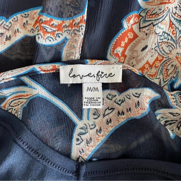 LOVE, FIRE Caftan Dress Maxi Navy Floral Size Medium - Picture 9 of 11